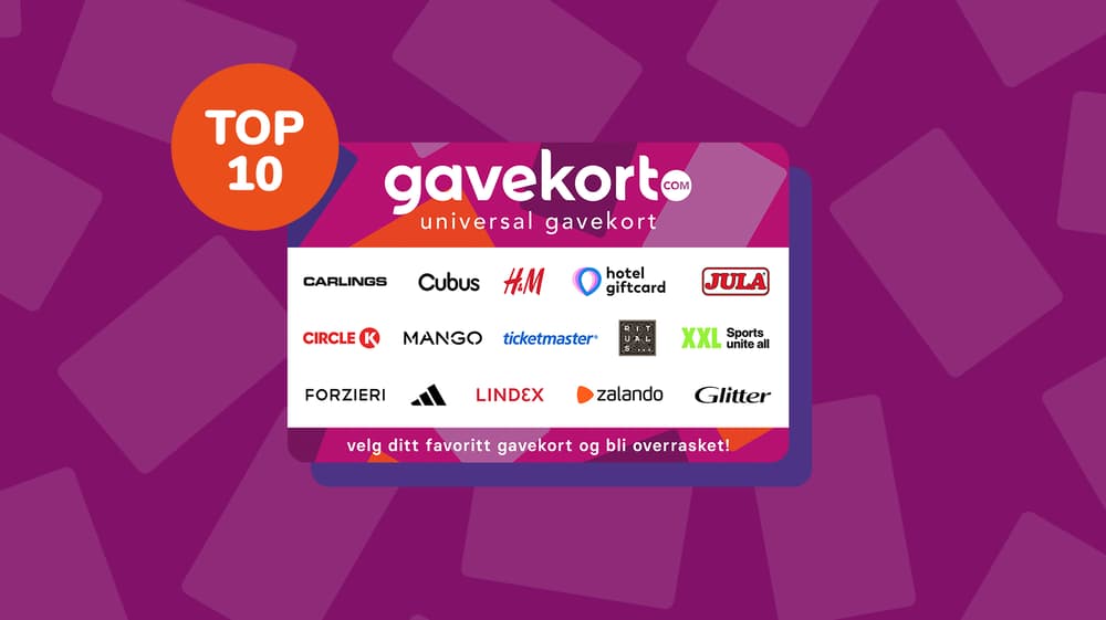 Topp 10 mest populære gavekort i Norge
